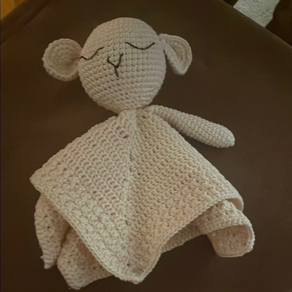 Handmade Crochet Lamb Lovey Blanket